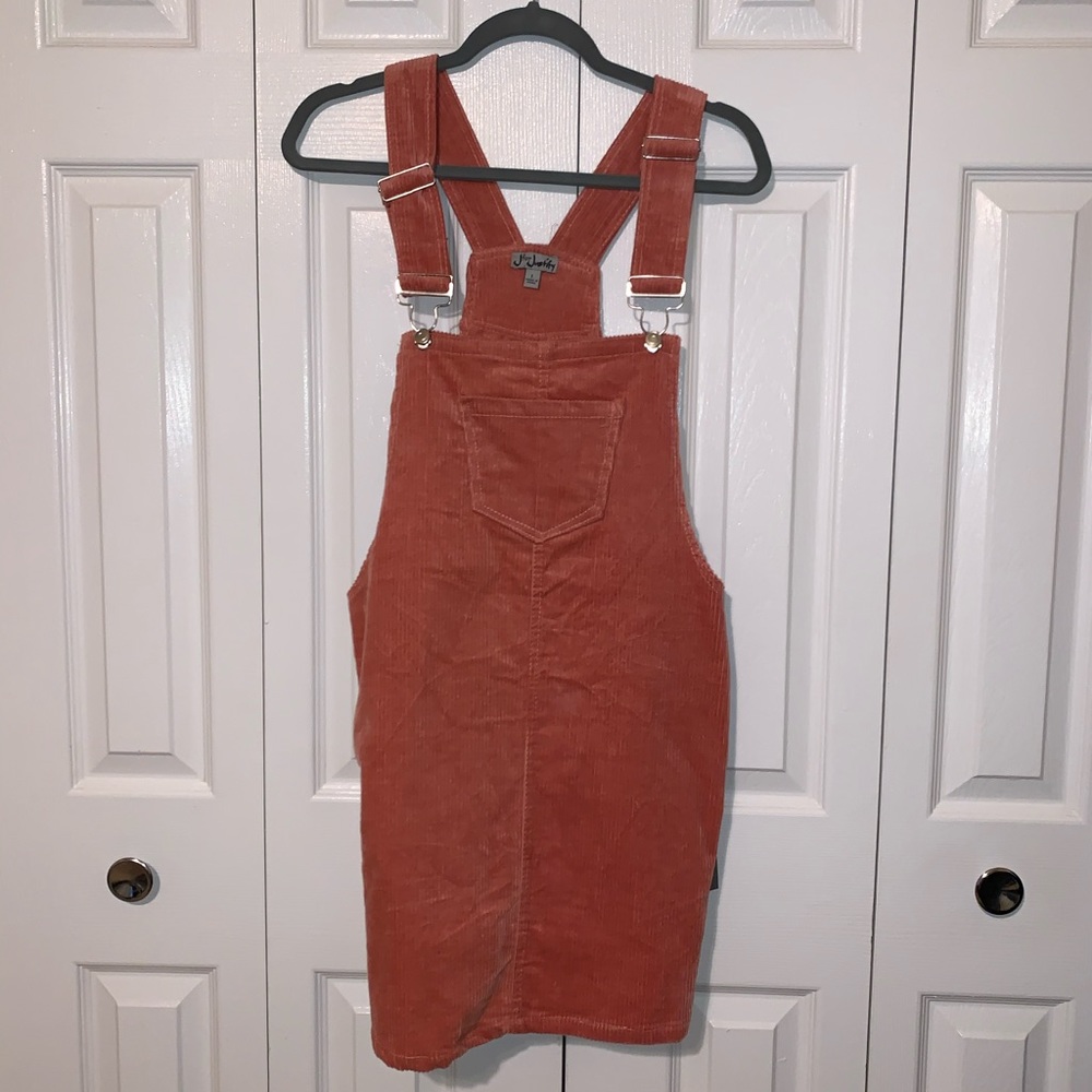 Pink Corduroy Overall Dress